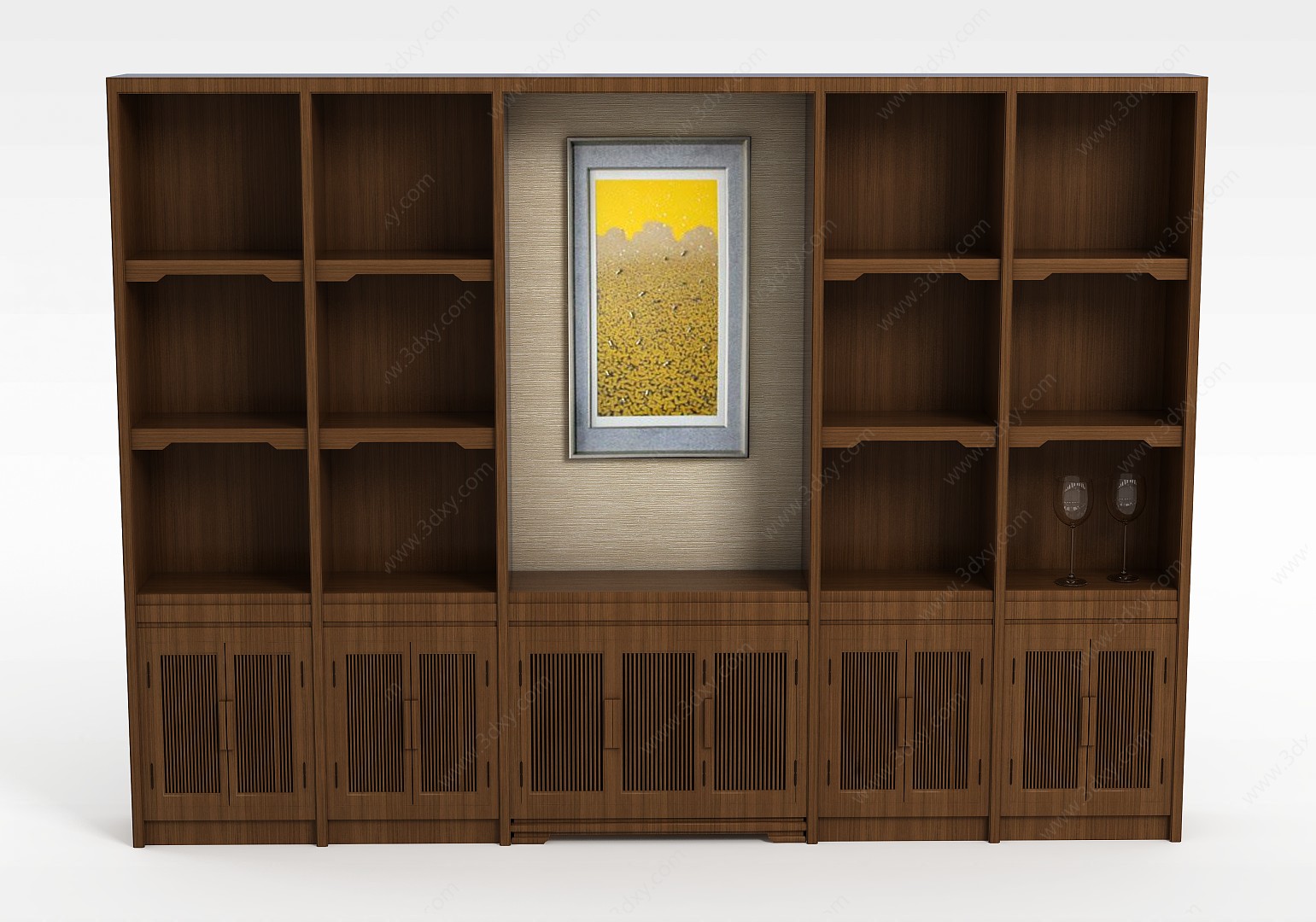 现代简约实木酒柜3D模型