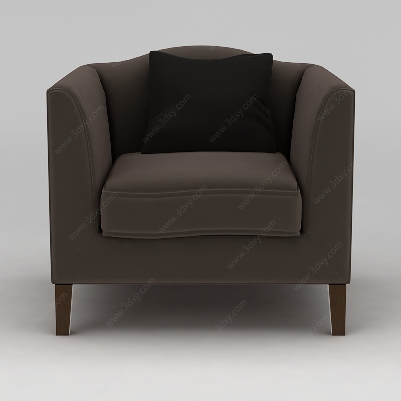 咖啡色单人沙发3D模型