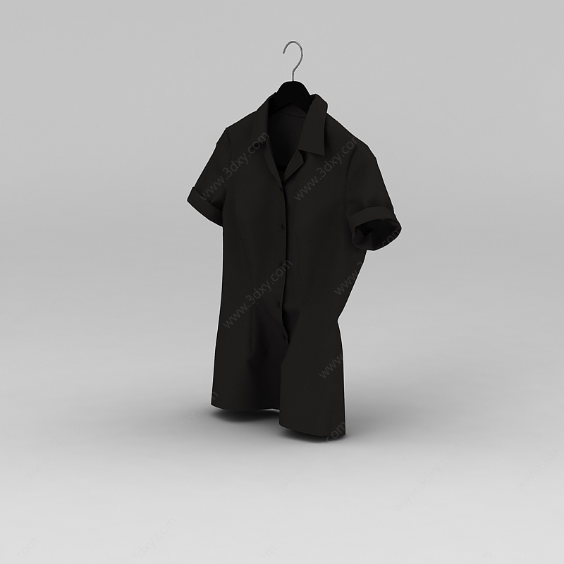 黑色短袖衬衣3D模型