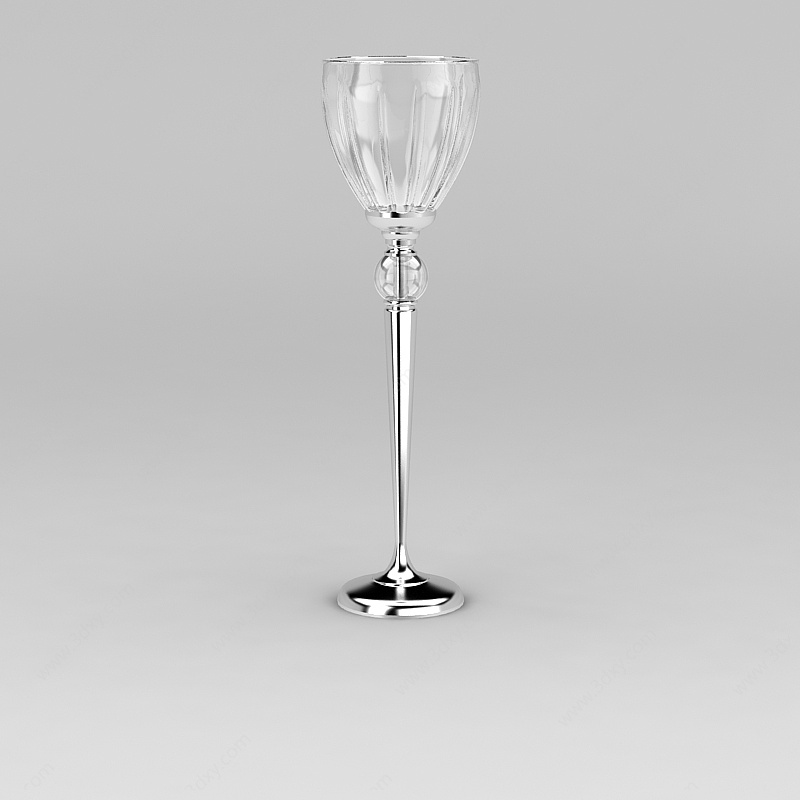 直筒透明玻璃水培花瓶3D模型