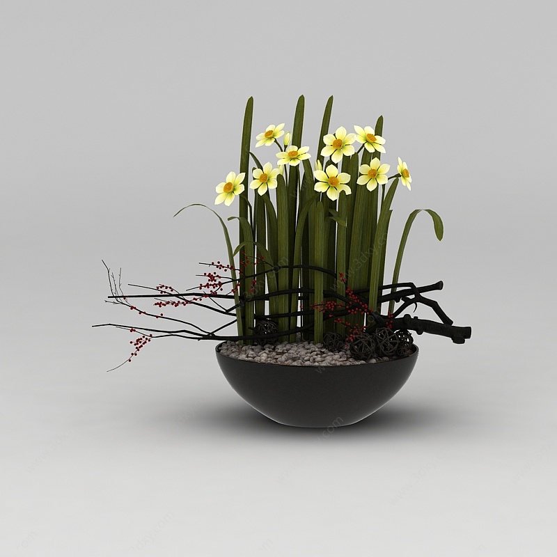 庭院花卉盆栽3D模型
