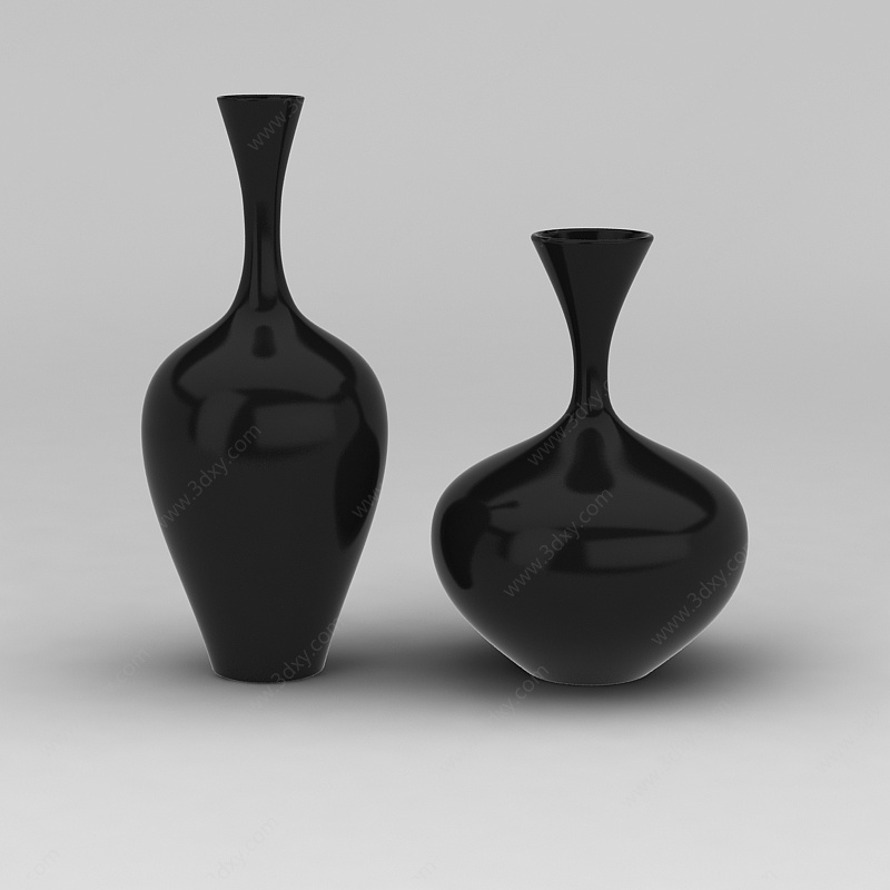 黑色陶艺花瓶3D模型