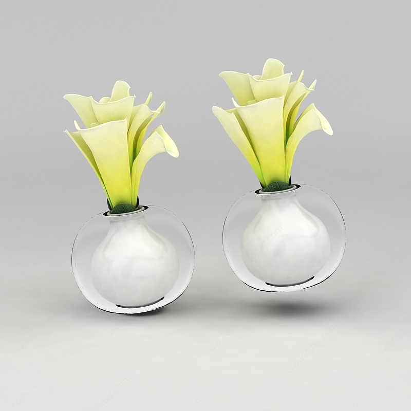 迷你玻璃瓶花卉3D模型