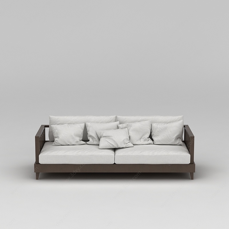 新中式木质沙发3D模型
