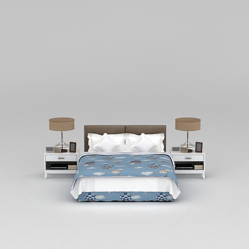 地中海风格双人床3D模型