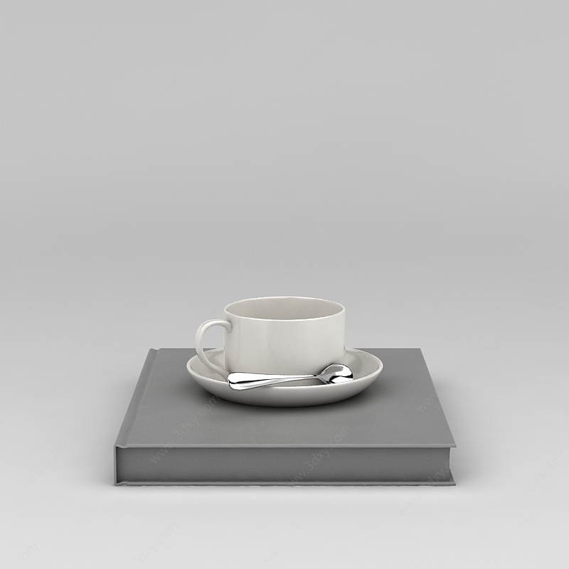 咖啡杯和书3D模型