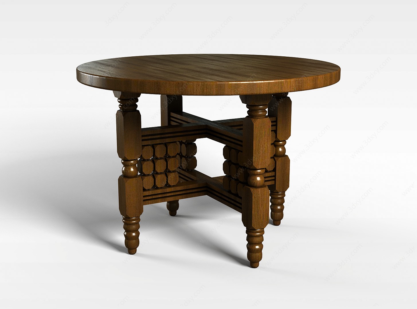 中式实木圆桌3D模型