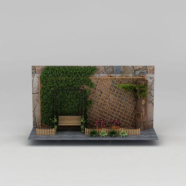 庭院休闲植物小景3D模型
