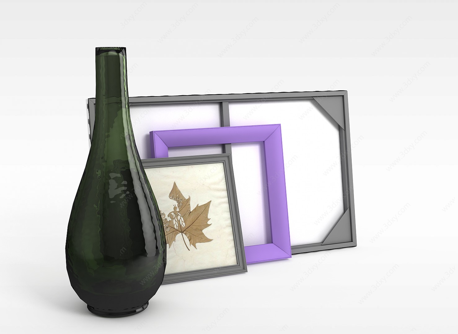装饰玻璃花瓶和挂画3D模型