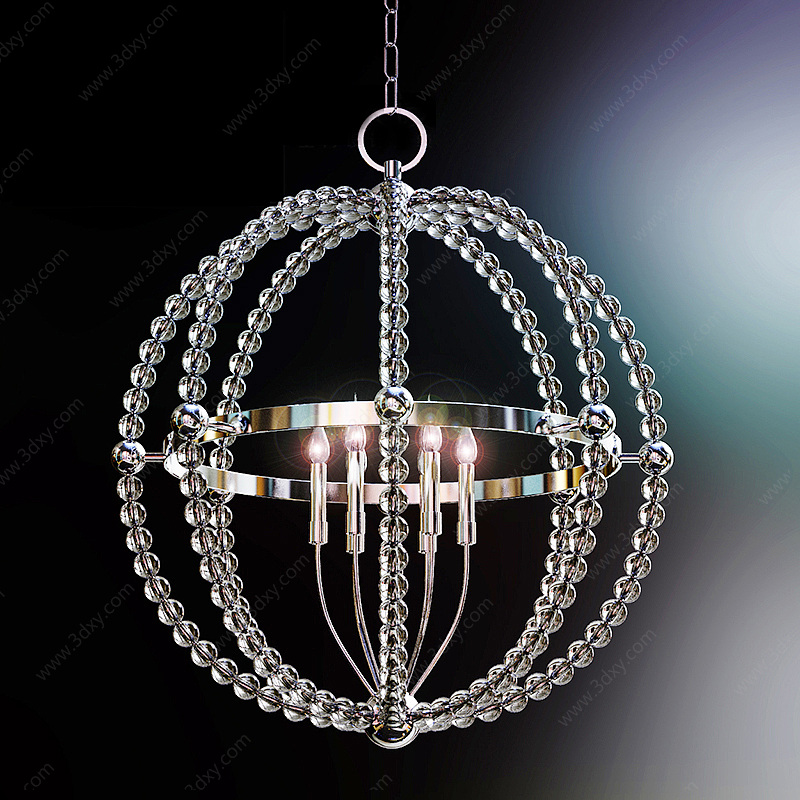 现代球形玻璃珠吊灯3D模型