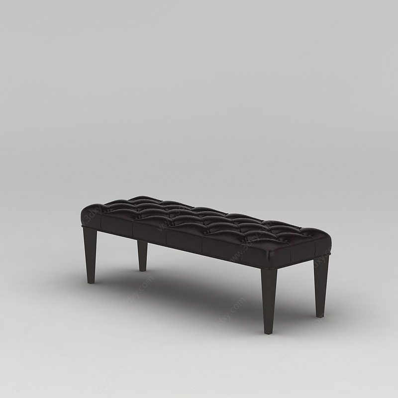 深咖色床尾凳3D模型