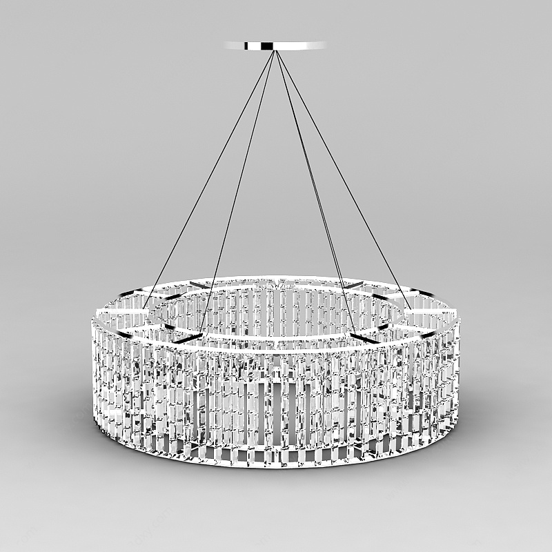 客厅圆形水晶吊灯3D模型