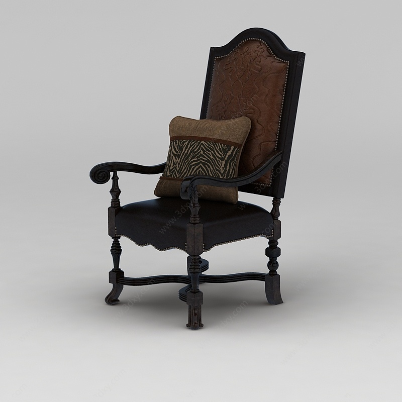 美式古典扶手椅3D模型