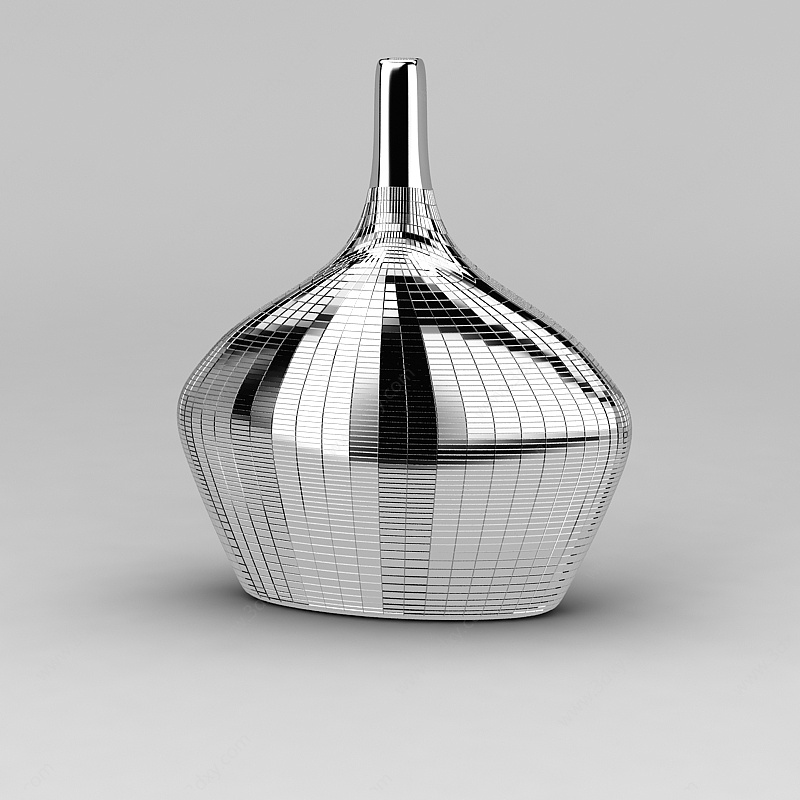 银色金属花瓶摆件3D模型