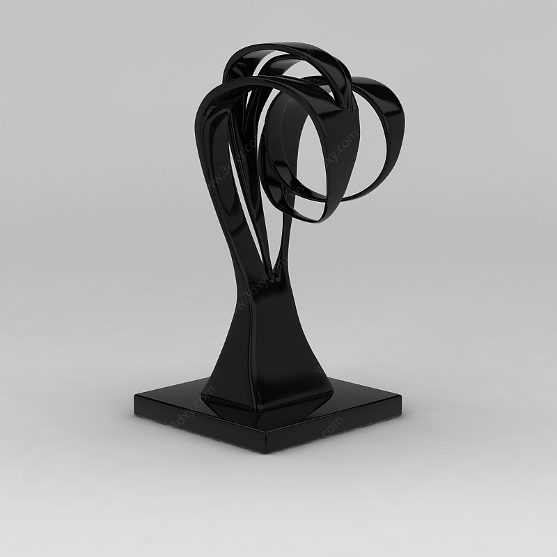 现代黑色陶瓷艺术摆件3D模型