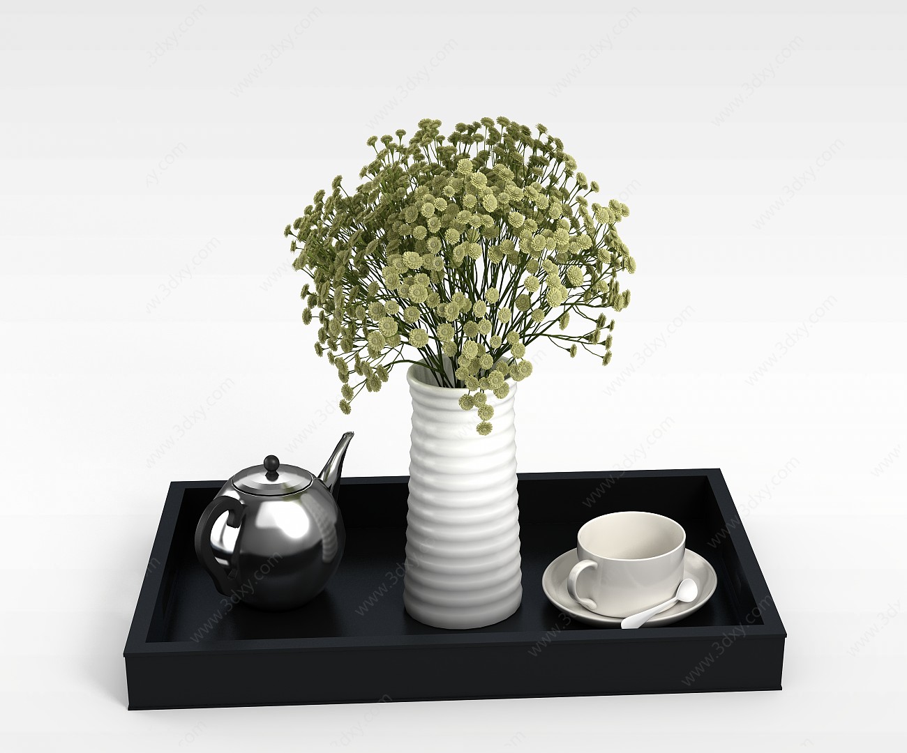 满天星花卉茶具组合3D模型