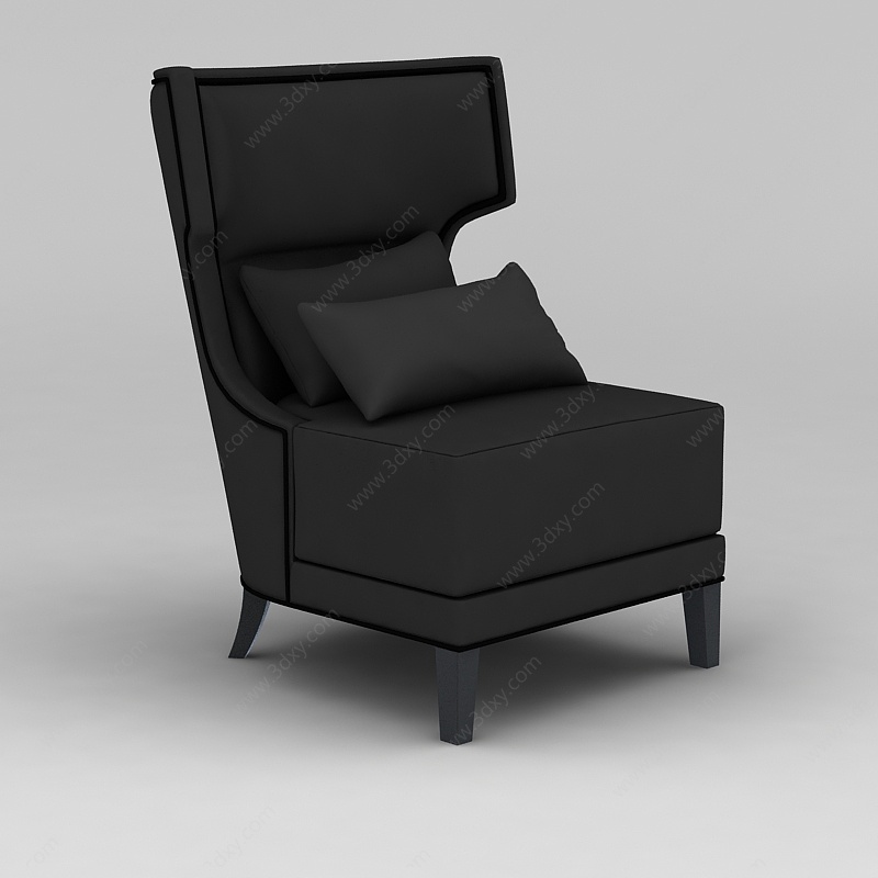 3d黑色布艺休闲单人沙发模型,黑色布艺休闲单人沙发3d模型下载