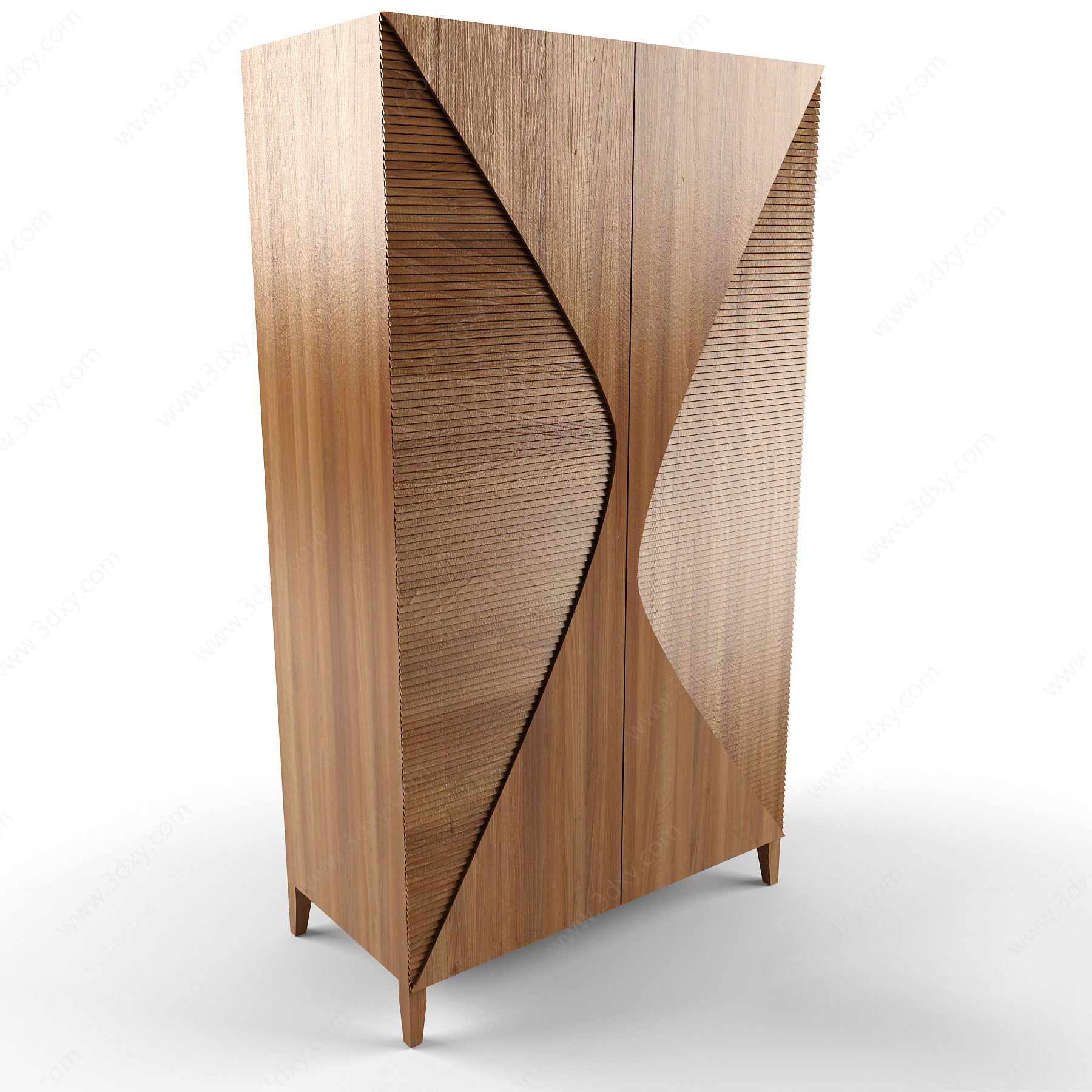 现代实木储物柜3D模型