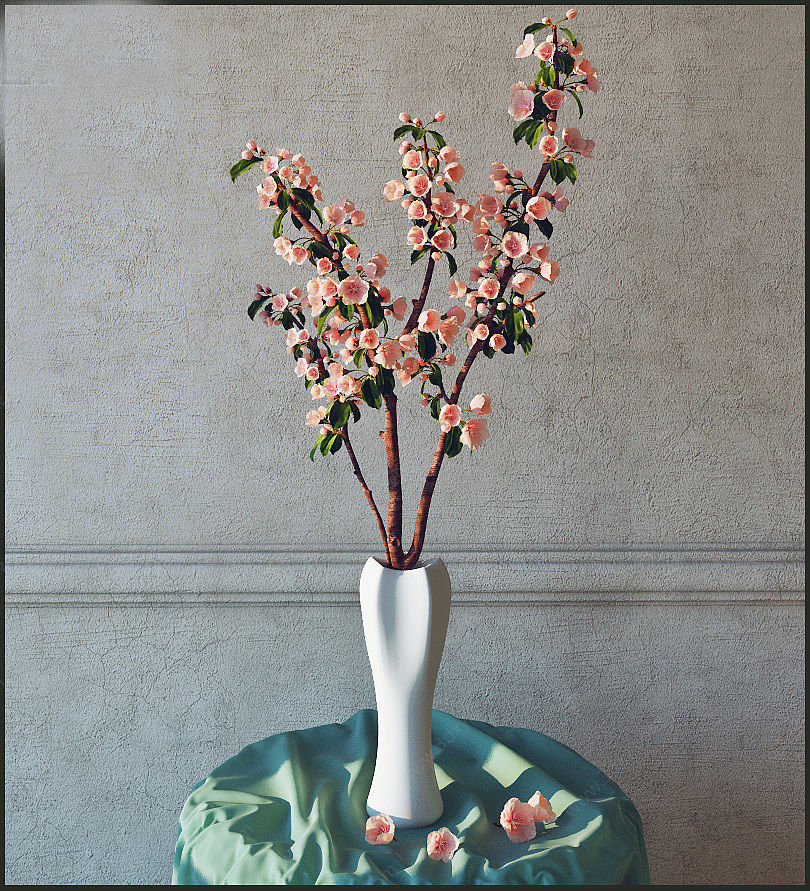 海棠花枝3D模型