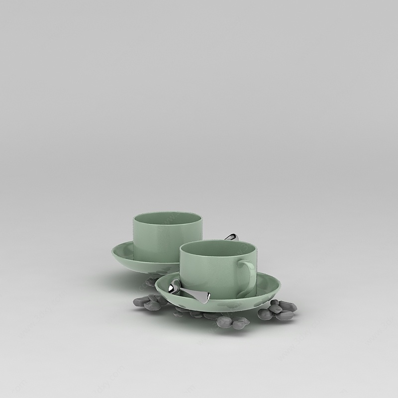 绿色陶瓷咖啡杯3D模型