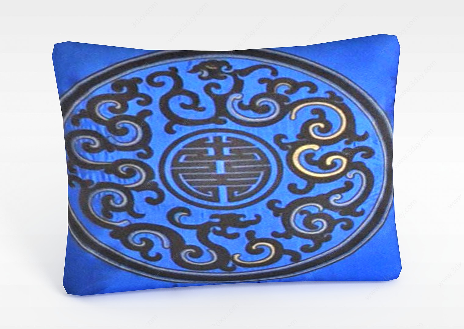 蓝色刺绣抱枕3D模型