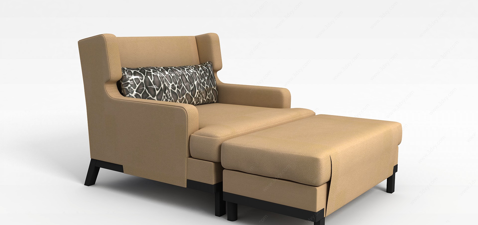 驼色沙发躺椅3D模型