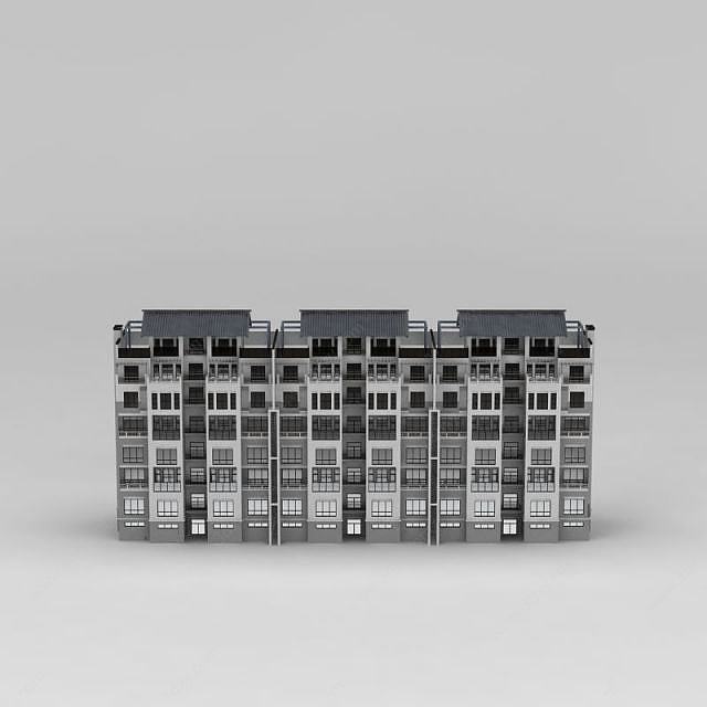中式小区住宅楼3D模型