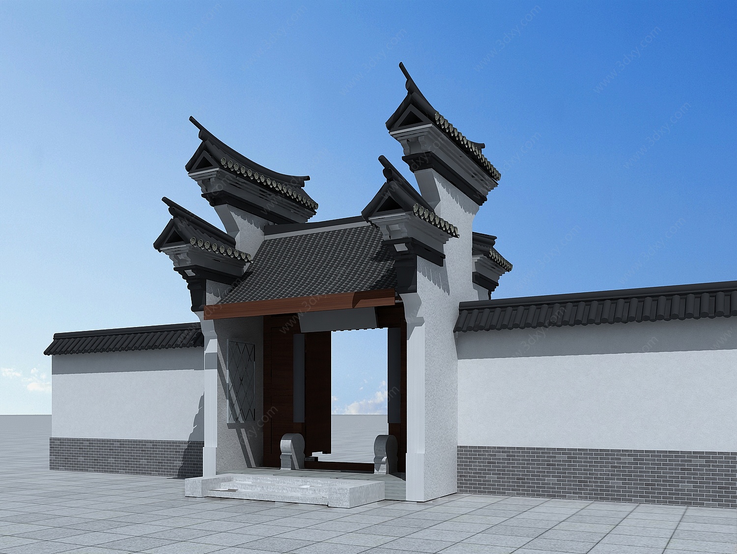 中式江南风门头3D模型
