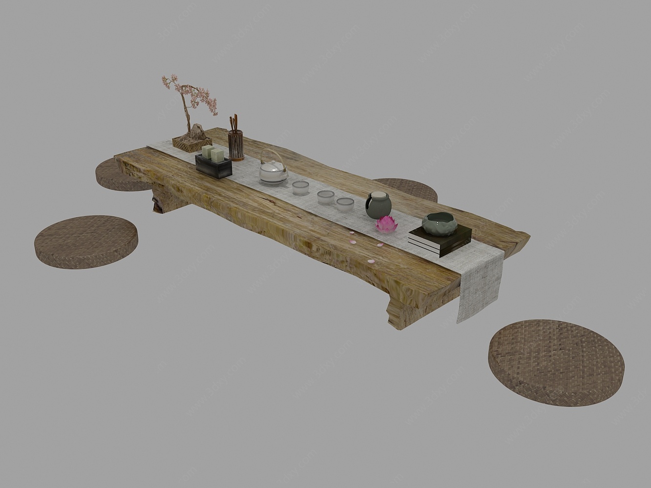 复古日式茶桌3D模型