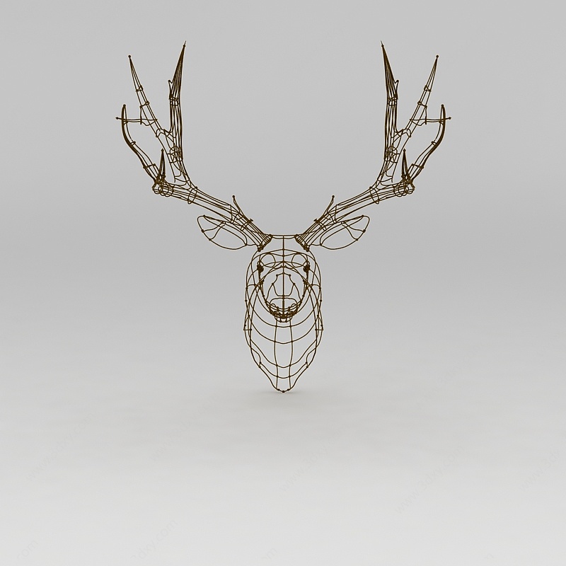 线条鹿头墙饰3D模型