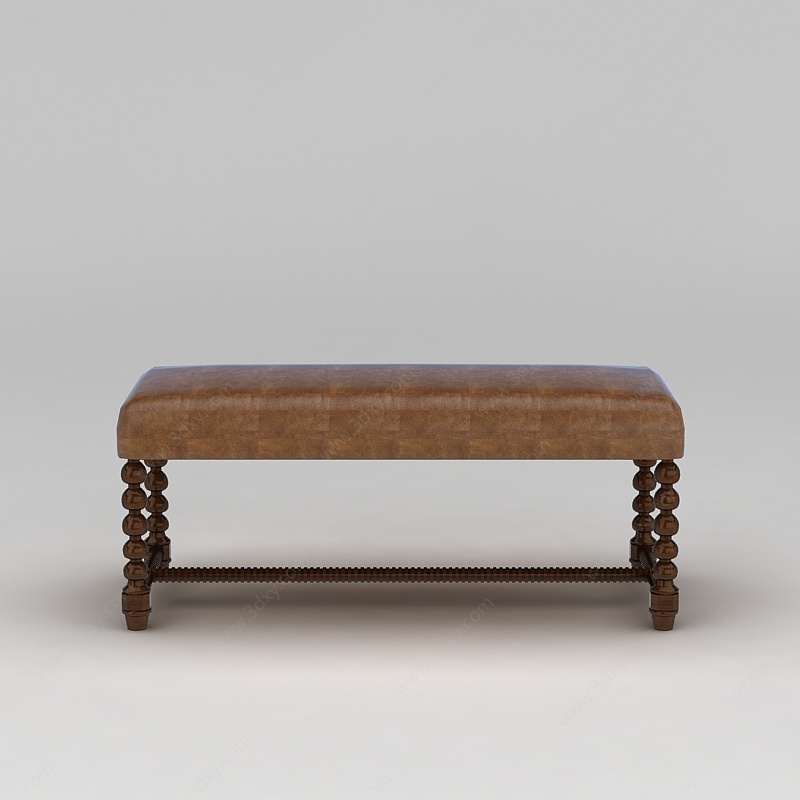咖啡色沙发凳3D模型