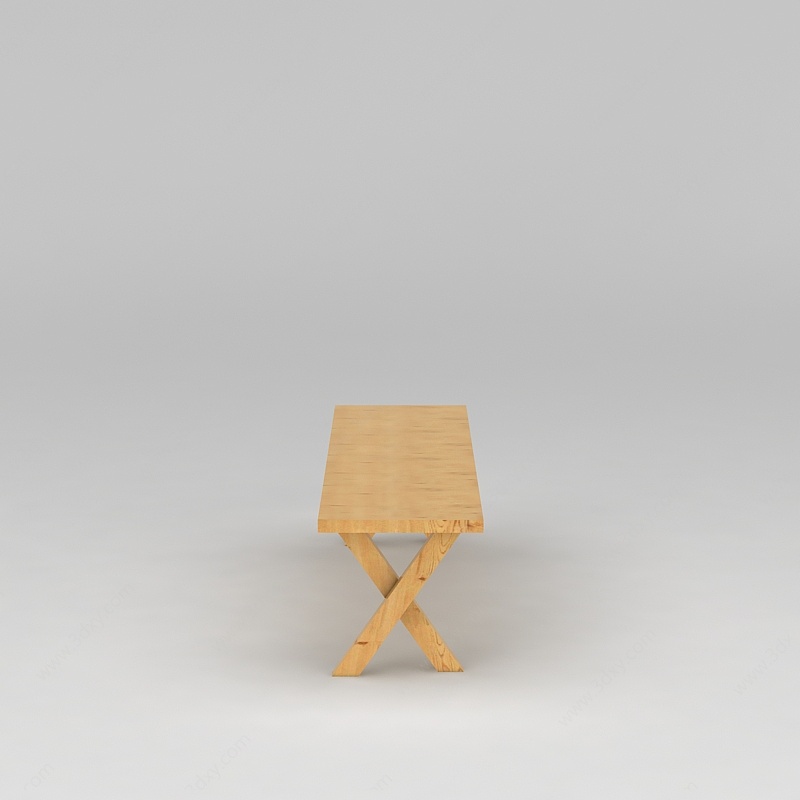 长方形原木桌子3D模型