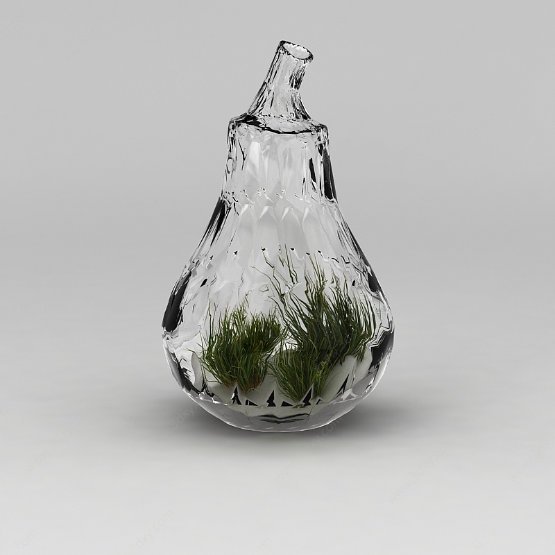 工艺玻璃瓶绿植3D模型