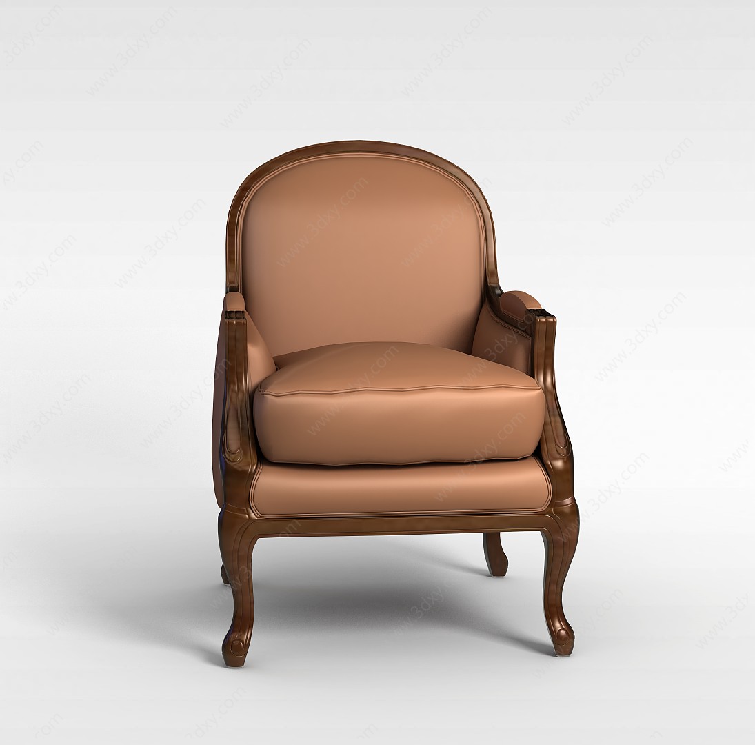 褐色单人沙发椅3D模型
