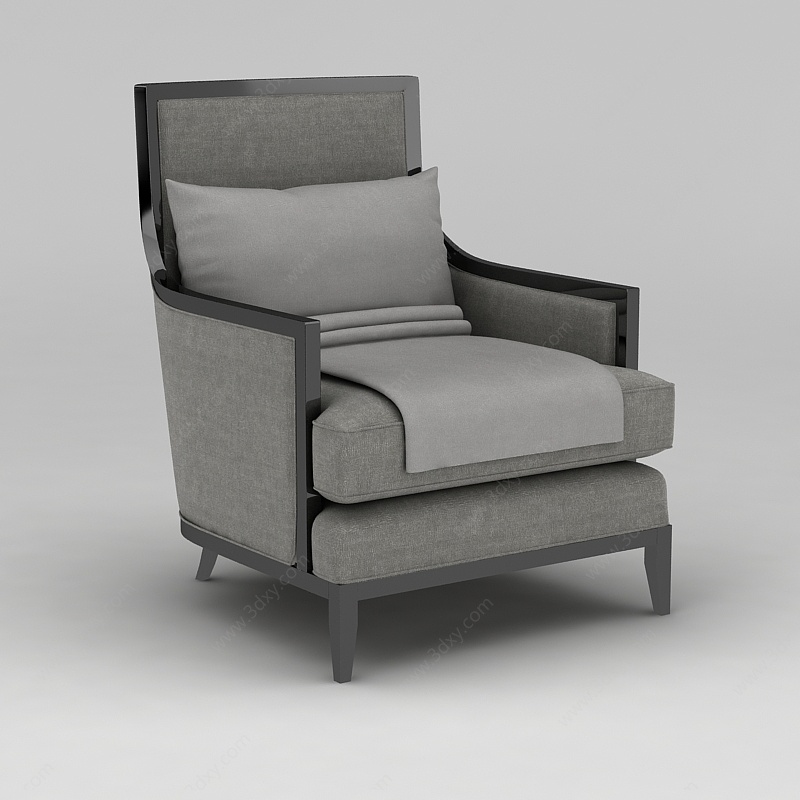 中式灰色简约沙发椅3D模型