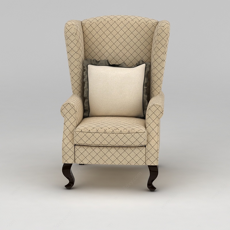 米色网格沙发椅3D模型