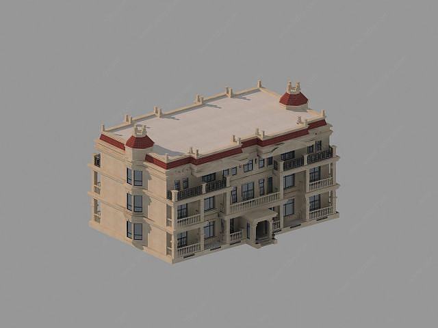 简约3层别墅3D模型