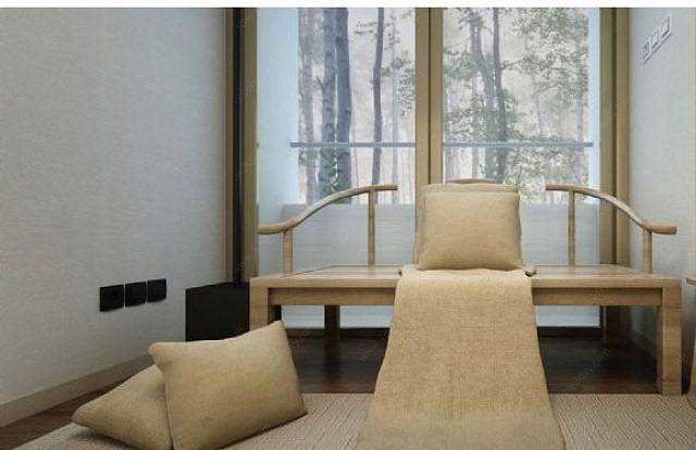 新中式禅意书房原木椅子3D模型