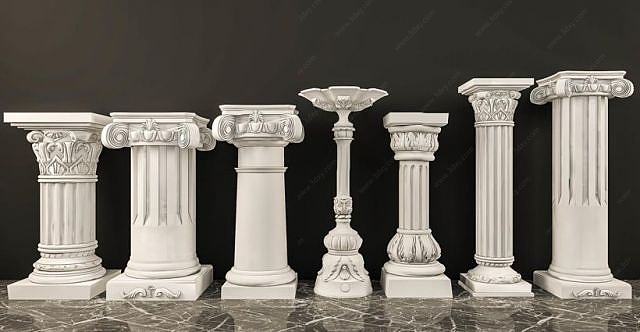 罗马石膏柱子组合3D模型