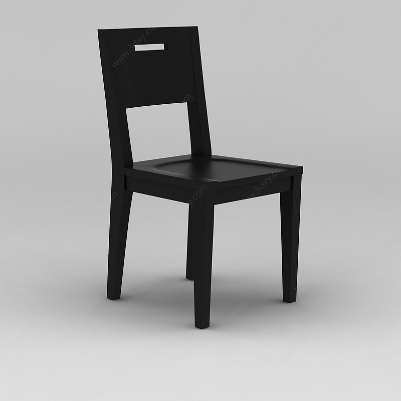 中式家用实木餐椅3D模型
