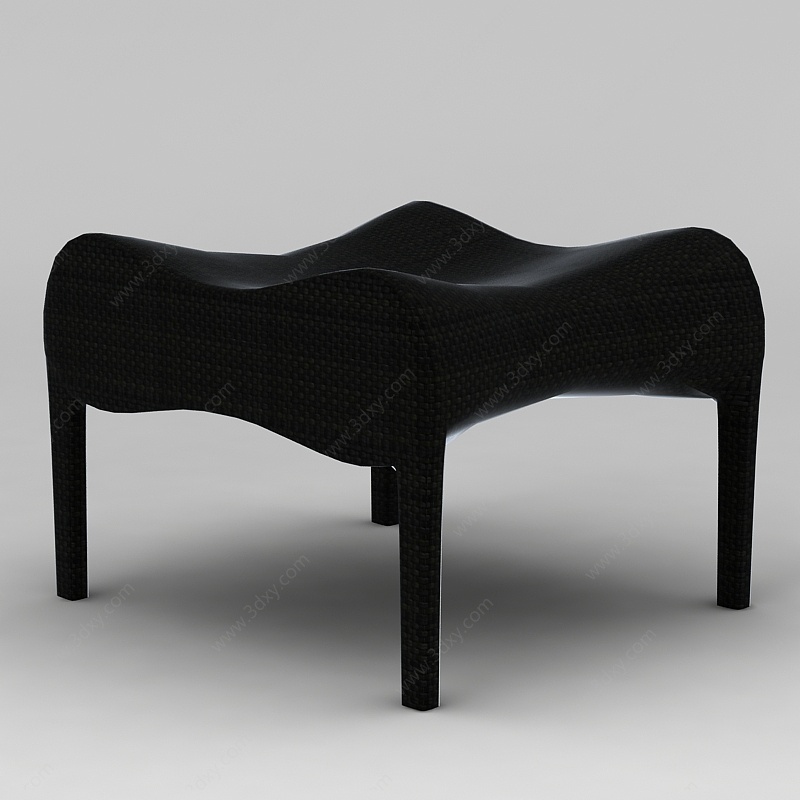 3d创意黑色沙发凳模型,创意黑色沙发凳3d模型下载