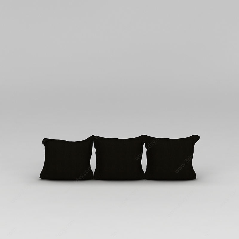 黑色布艺抱枕3D模型
