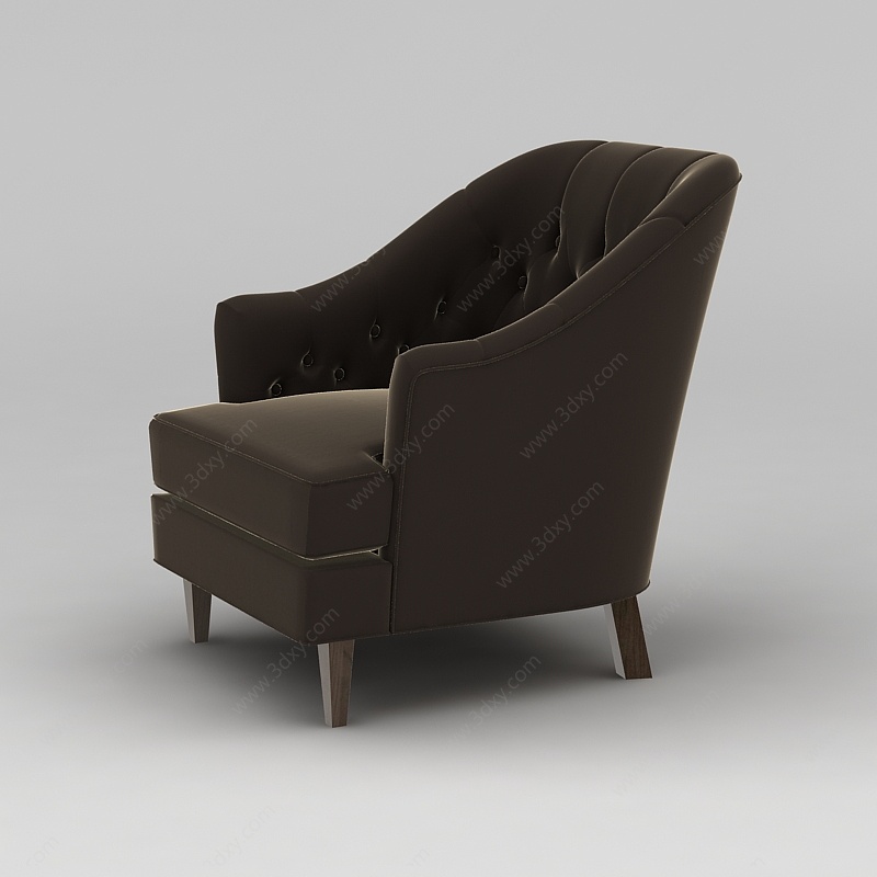 巧克力色单人沙发椅3D模型