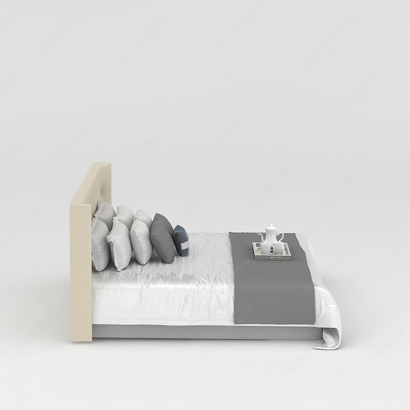 简约双人大床3D模型