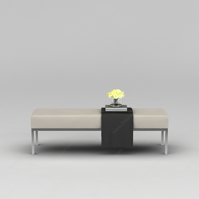 软包长沙发凳3D模型
