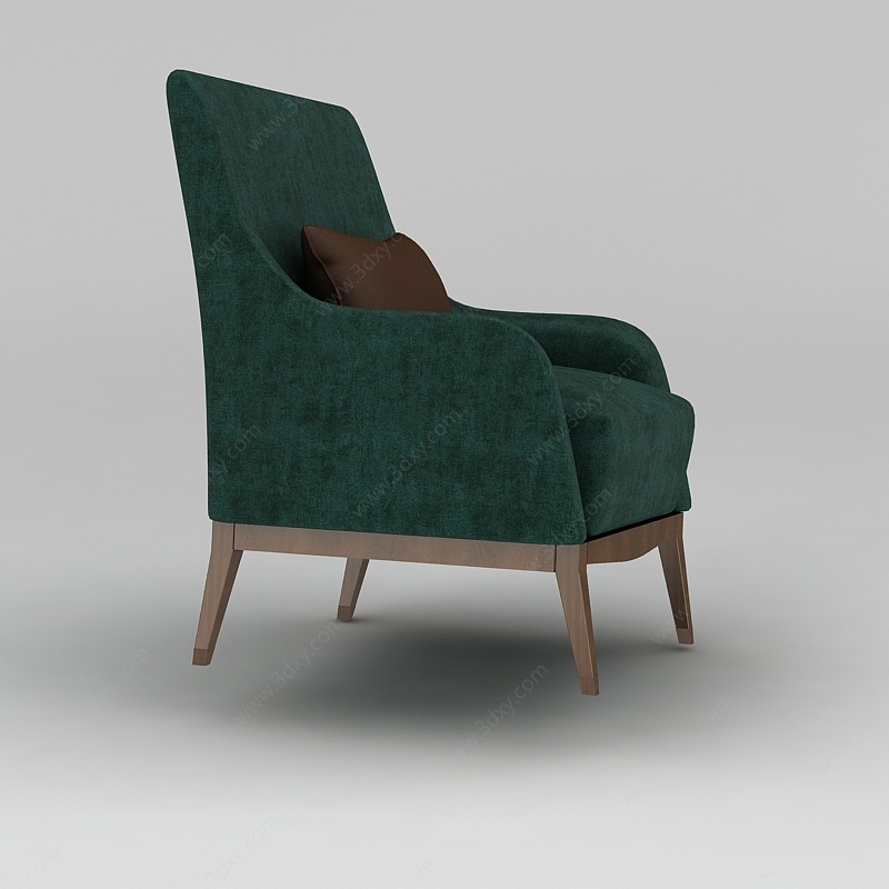 美式墨绿色沙发椅3D模型