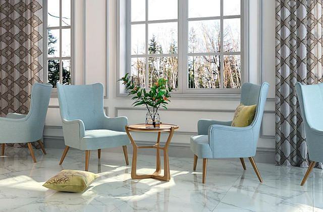 北欧清新蓝色休闲椅组合3D模型