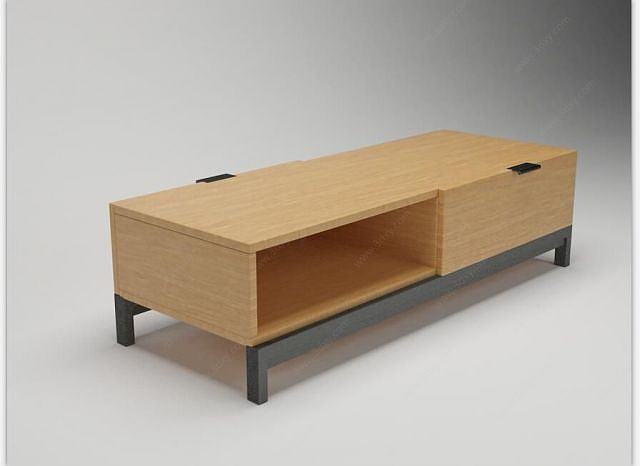 日系木纹矮柜3D模型