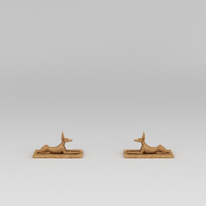 木雕动物摆件3D模型
