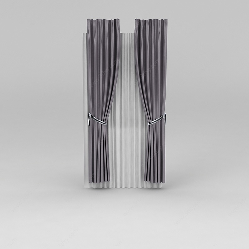 现代布艺窗帘3D模型